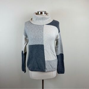 C&C California Gray Cream Wool Blend Turtleneck Sweater Women Medium